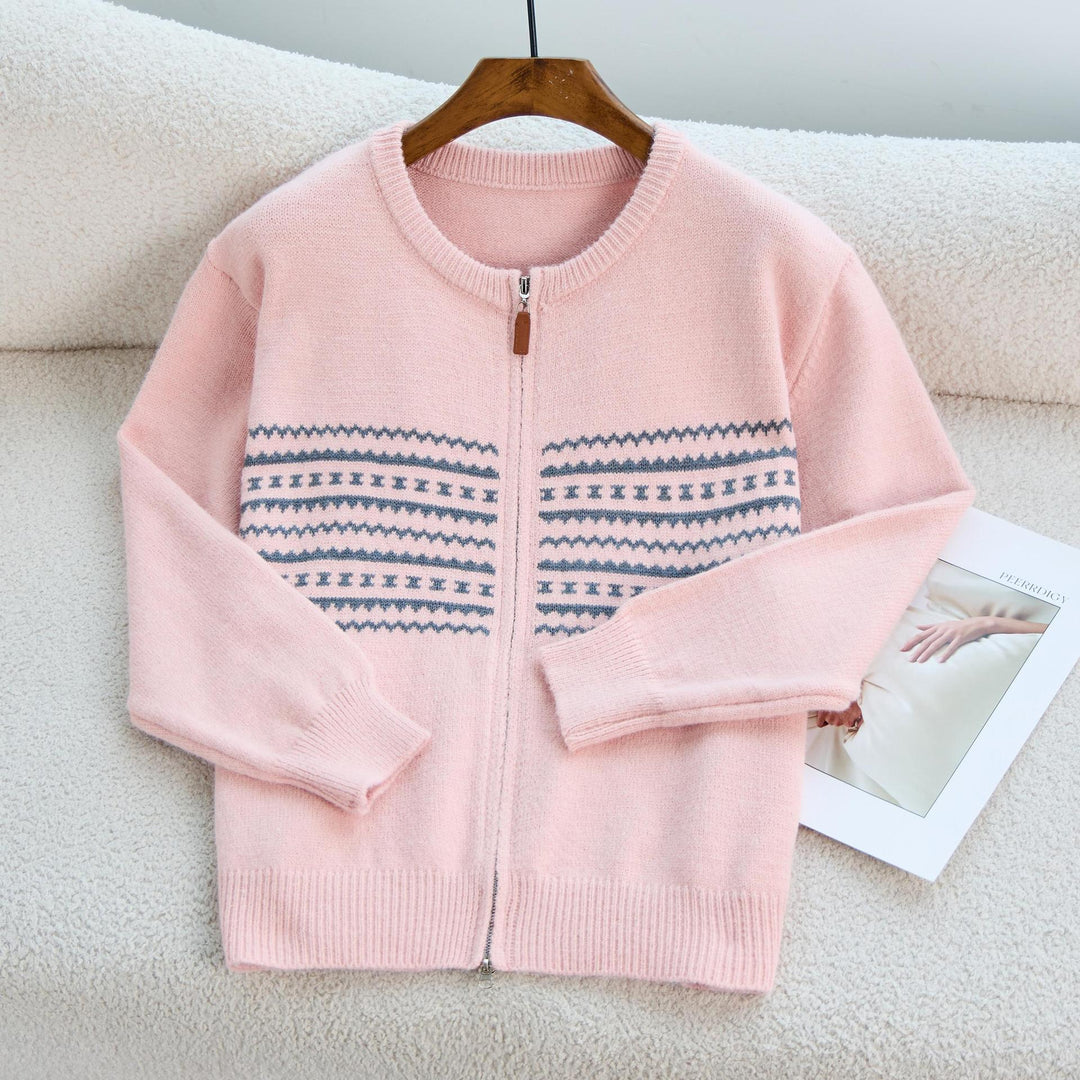 Kvinders zip-up cardigan med lynlås og nordisk mønster Stilla