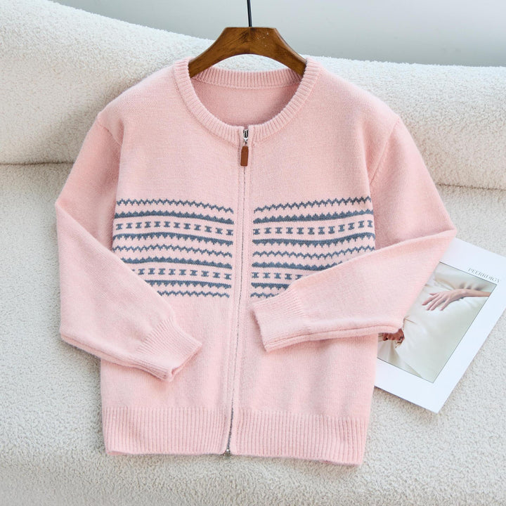 Kvinders zip-up cardigan med lynlås og nordisk mønster Stilla