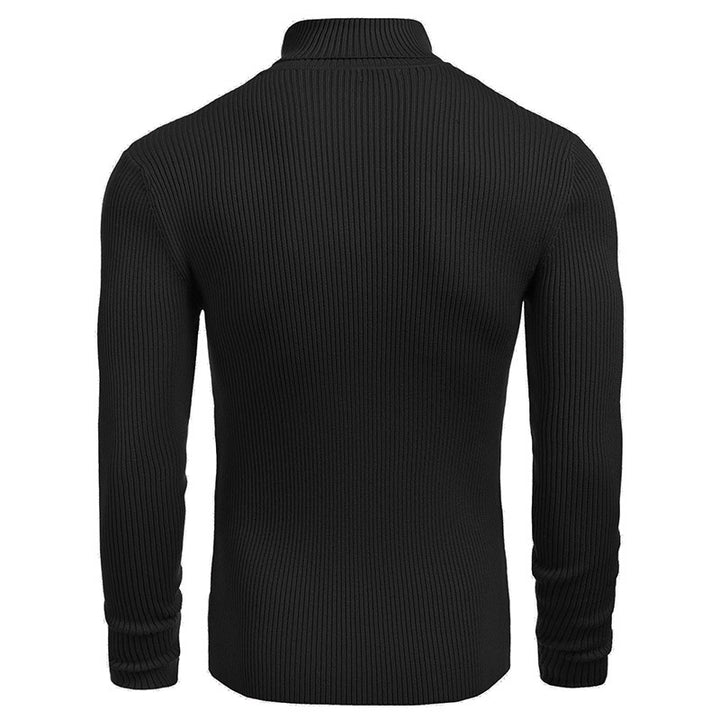 Herrer finstrikket pullover med høj krave og ribstruktur Stilla