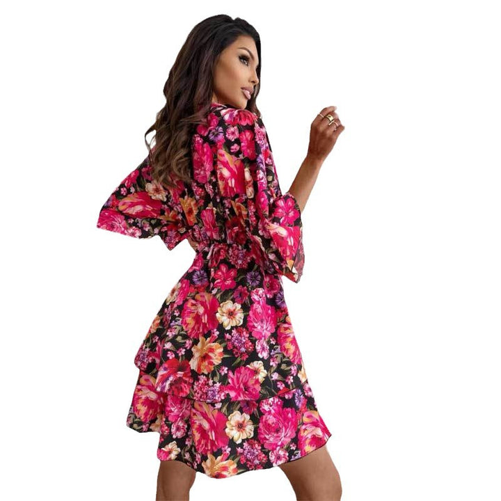 Dame Rødtud Floral Mini Kjole Stilla