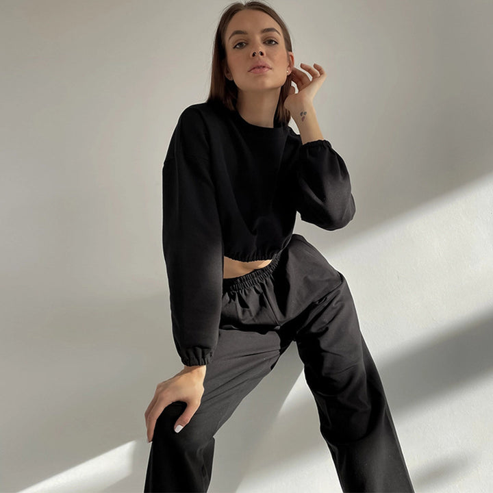 Damer sporty loungewear sæt med løs pasform og elastisk talje Skovae