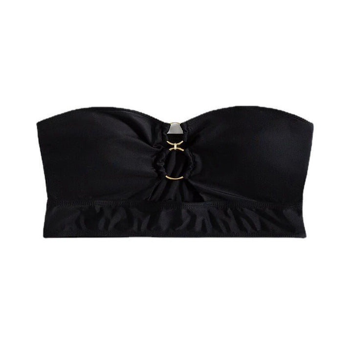 Dame Bandeau-bikini-toph med dekorativ ringdetalje Skovae