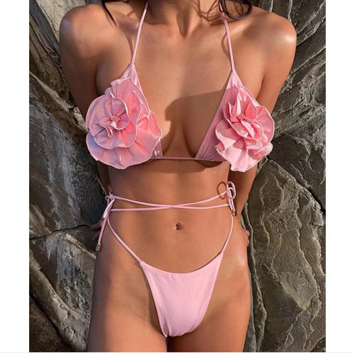 Femme Elegant Blomster-dekoreret Bikini Sæt Stilla