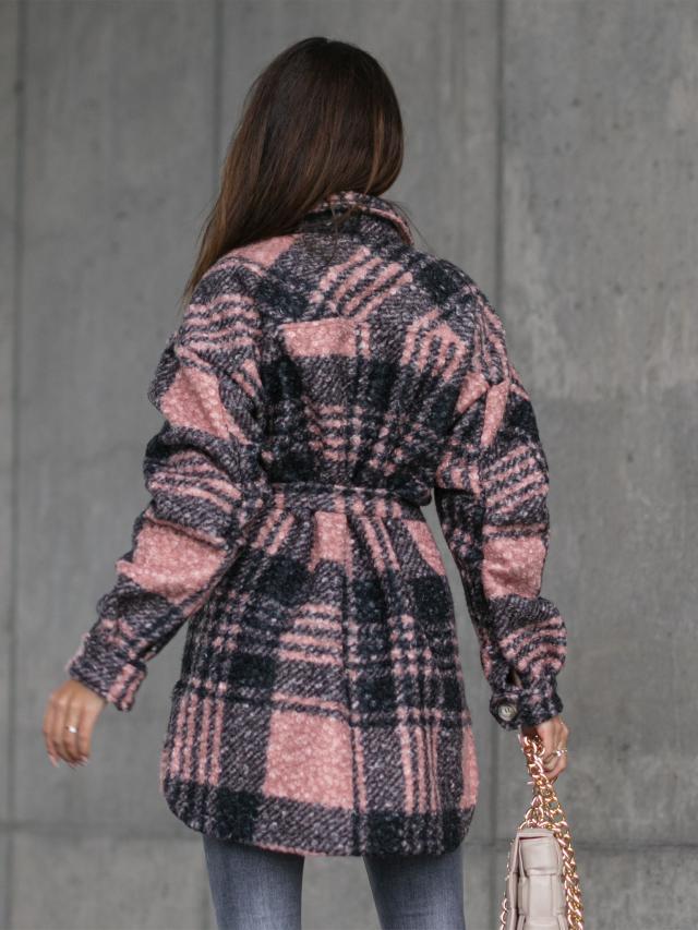 Stilla | Plaid Knap Livrem Jakke Top
