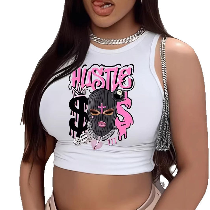 Dame Crop-top med iøjnefaldende grafikdesign Skovae