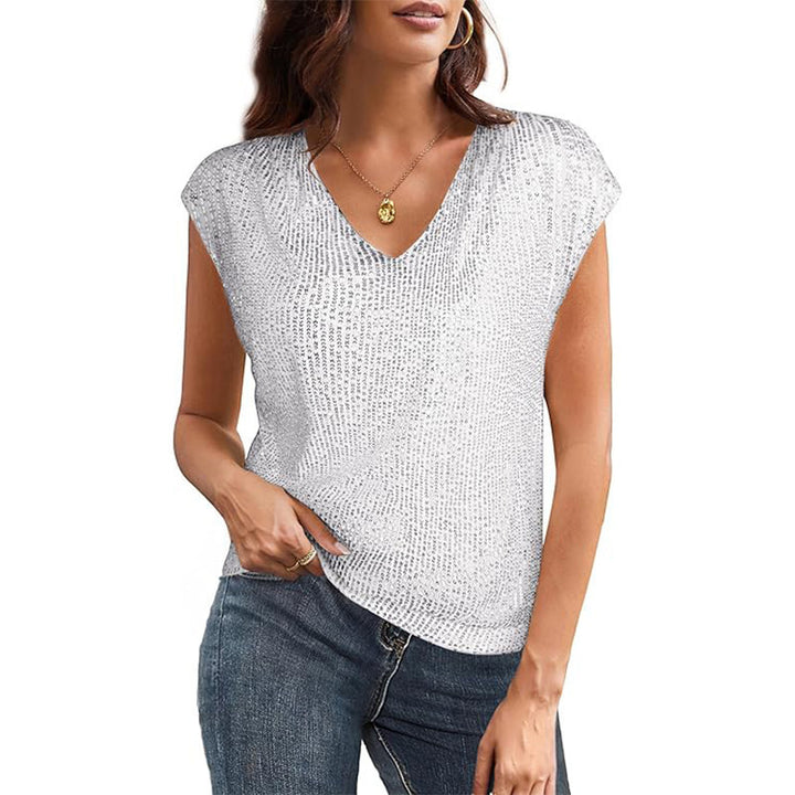 Dame Casual V-Udsnit Shimmer Top Stilla
