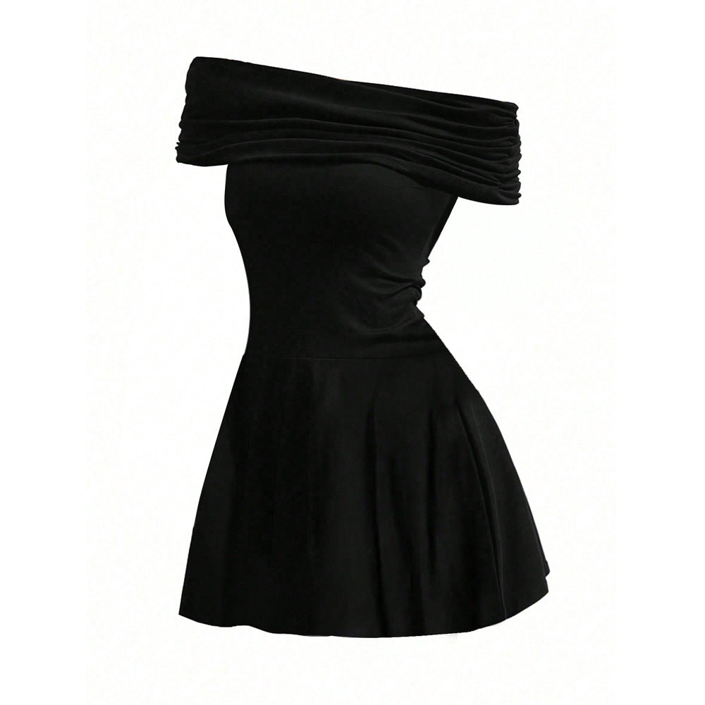 Kvinder Off-Shoulder Mini Kjole med Elegant Indpakningsdetalje Stilla