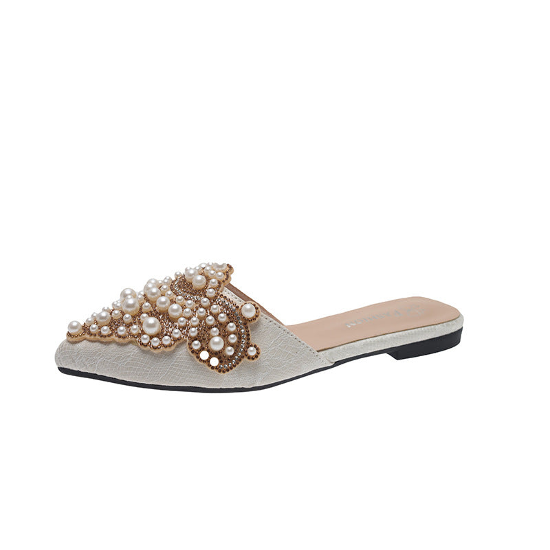 Femme med stras og perler prydet spids Mules Stilla