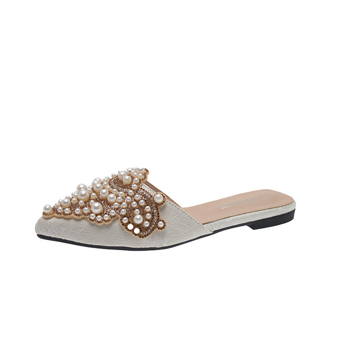Femme med stras og perler prydet spids Mules Stilla