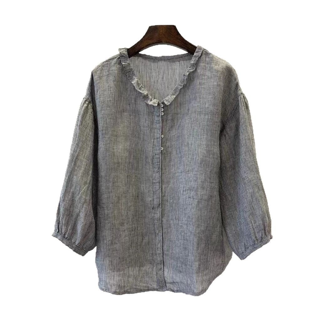 Damer Rynkedetalje Knap-bluse Stilla