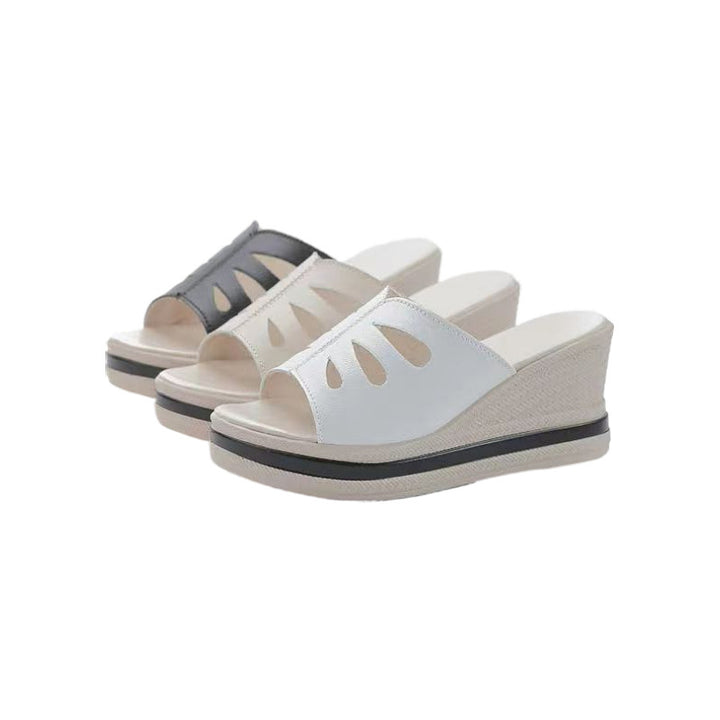 Dame Wedge-Pantoletten med moderne cut-out-design og behageligt fodseng Stilla