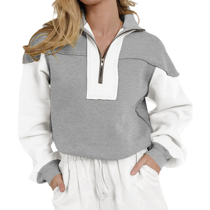 Kvinder casual sweater med halv lynlås og kontrasterende ærmer Stilla