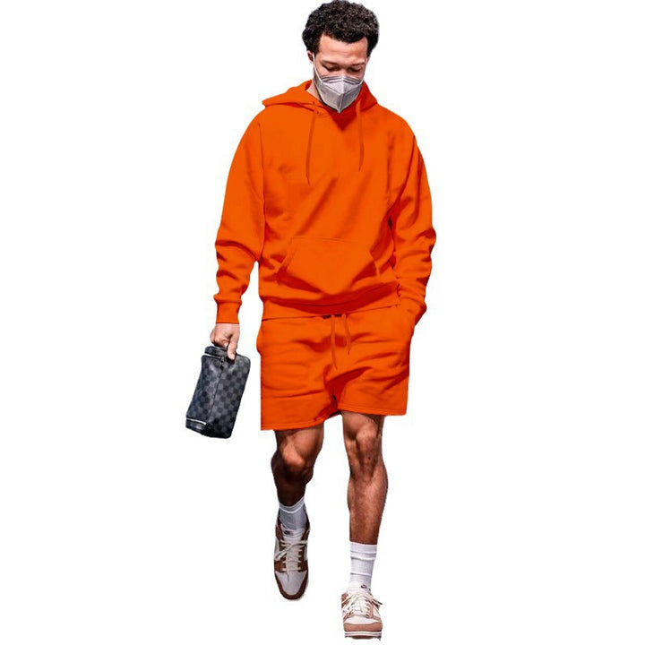 Herre afslappet hoodie- og shorts-sæt i åndbart materiale med praktiske lommer Stilla