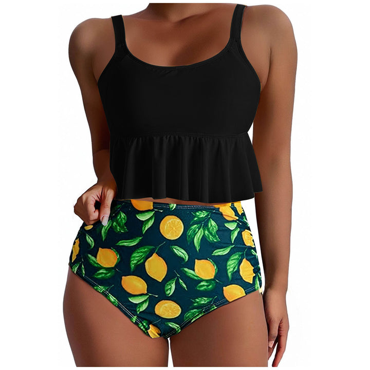 Dame Tankini-sæt med svajende top og trendy højt skårne bukser Stilla