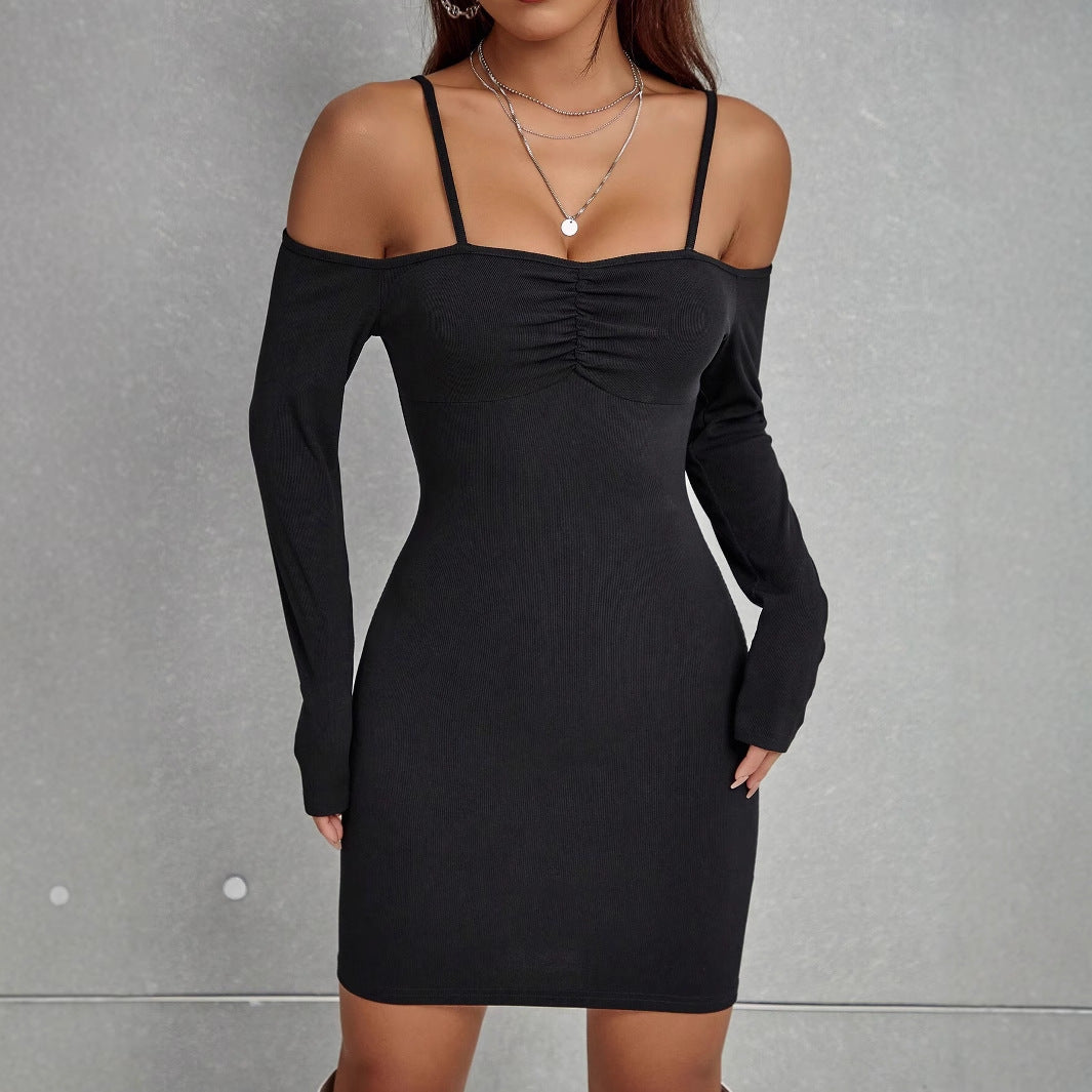 Dame elegant Bodycon-kjole med cut-out-detaljer og lange ærmer Skovae