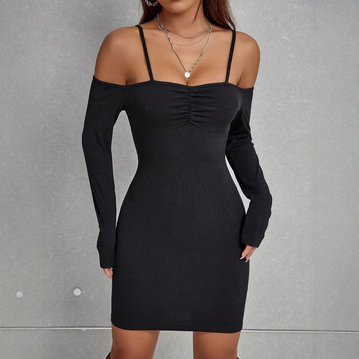 Dame elegant Bodycon-kjole med cut-out-detaljer og lange ærmer Skovae