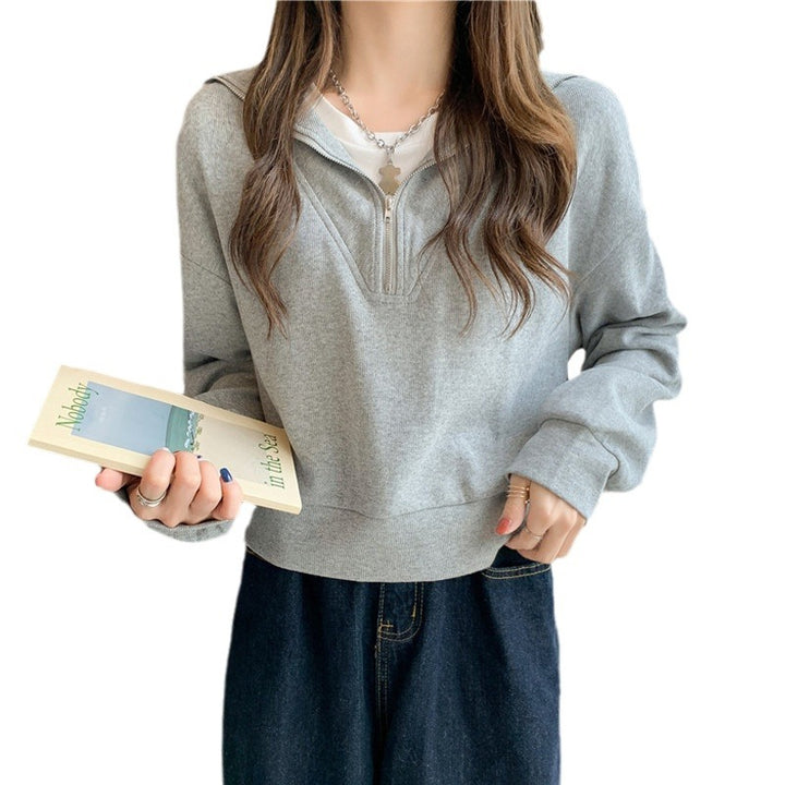 Femme Cropped Halv-Zip Fleece Sweatshirt Stilla