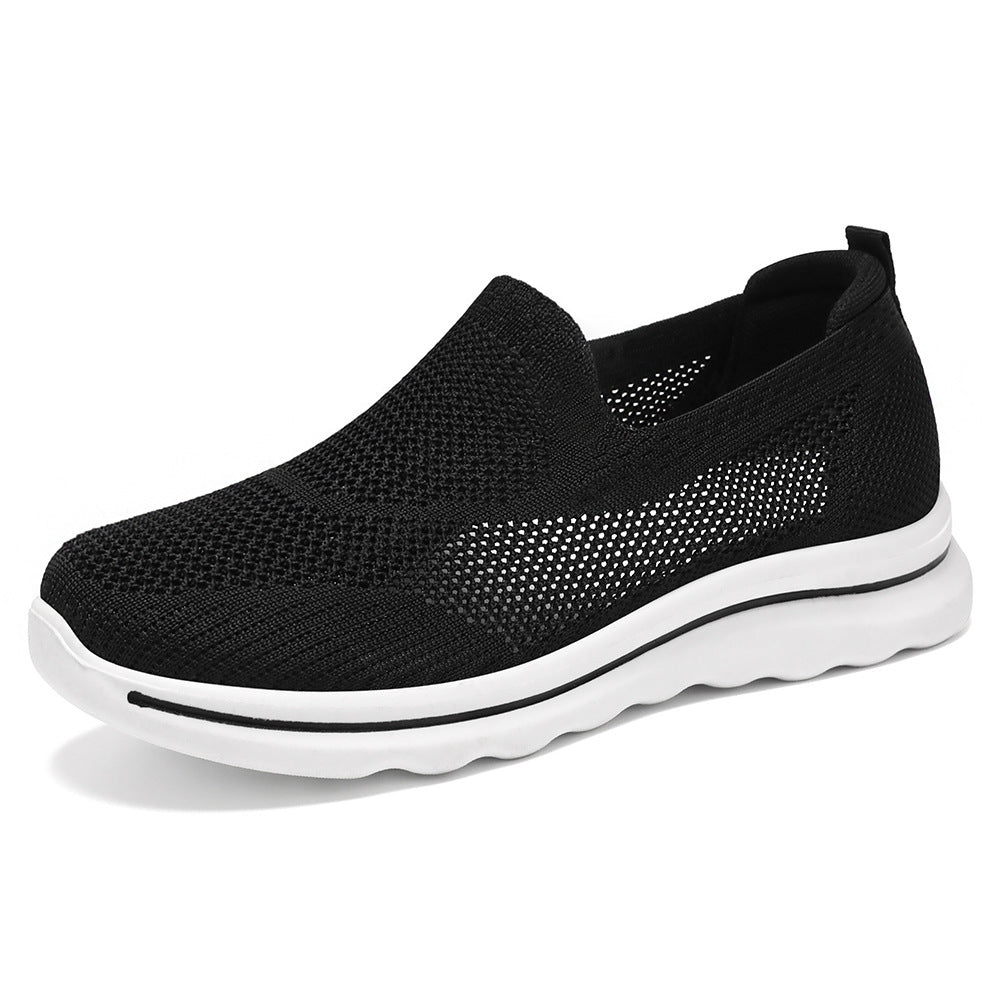 Dame Slip-On Strik Walking Sneakers med luftig Mesh-konstruktion Stilla