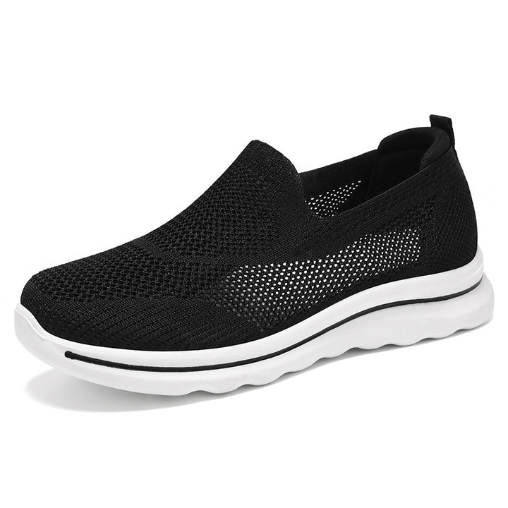 Dame Slip-On Strik Walking Sneakers med luftig Mesh-konstruktion Stilla