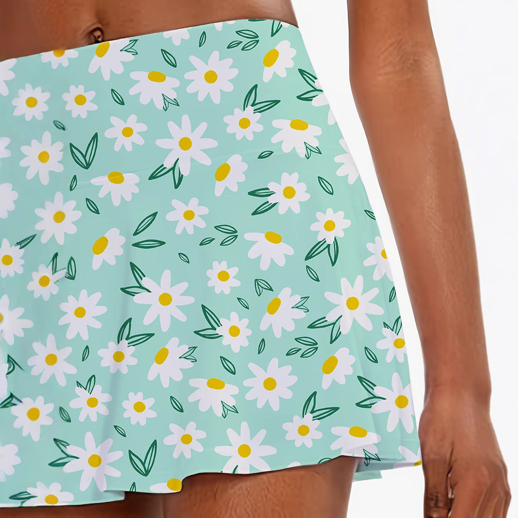 Femme Flydende Floral Skater Nederdel Stilla