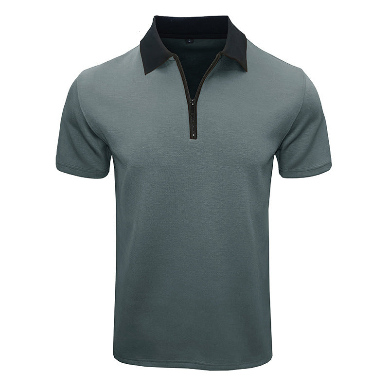 Herrer Kortærmet Poloshirt med Lynlås og Kontrastkrave Stilla