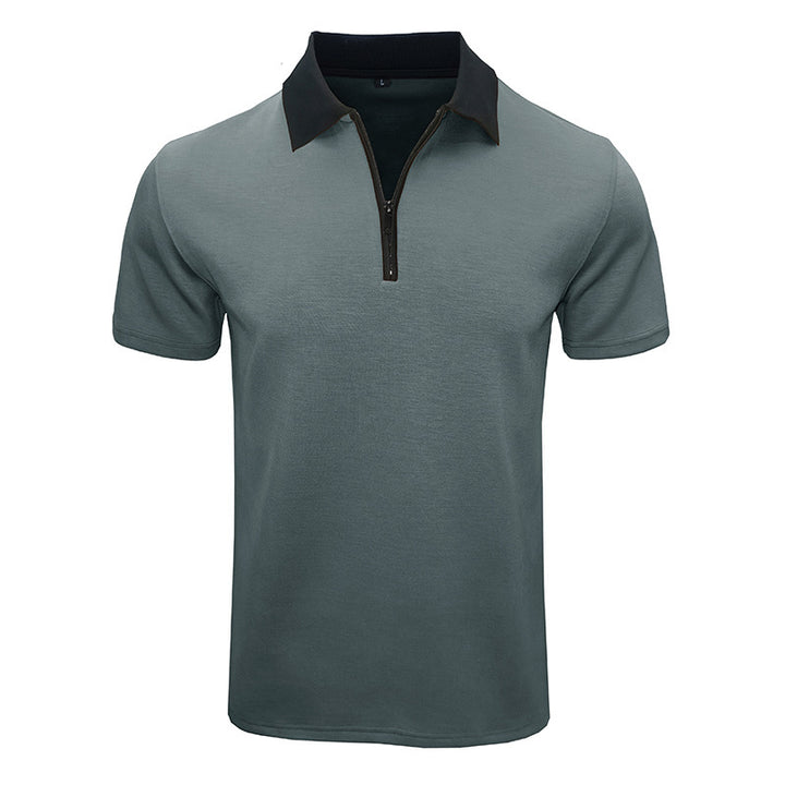 Herrer Kortærmet Poloshirt med Lynlås og Kontrastkrave Stilla