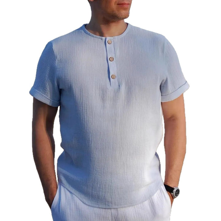 Herren Kortærmet Henley T-Shirt Stilla