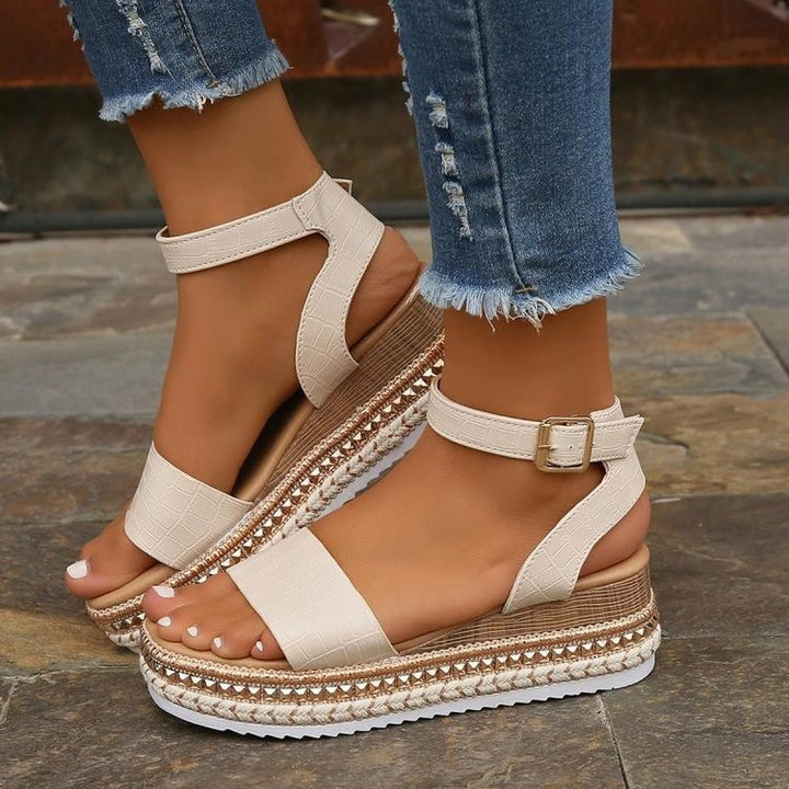 Dame Wedge-sandaler med gyldent akcent og anatomisk fodseng Stilla