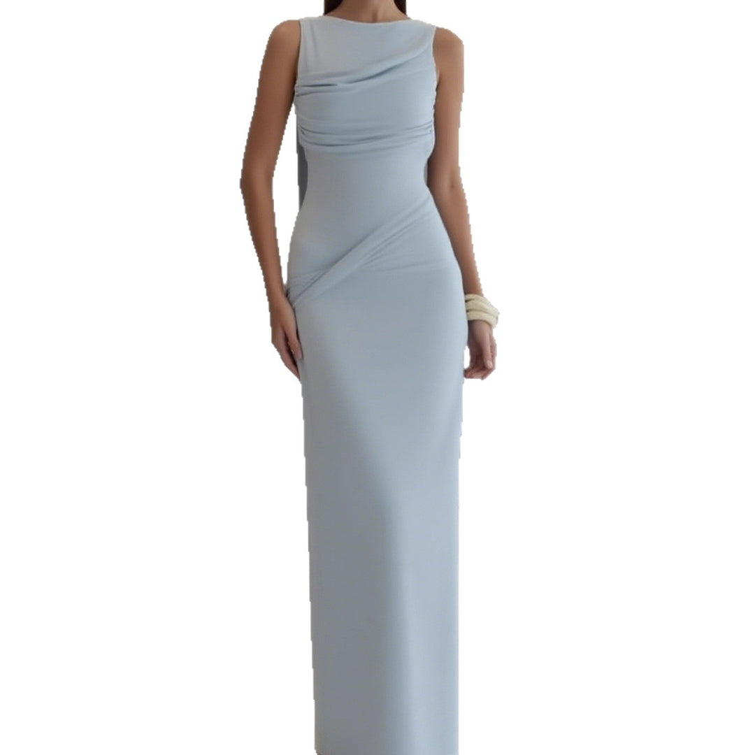 Damer Elegant Maxi-Kjole med raffineret drapering og asymmetrisk snit Skovae