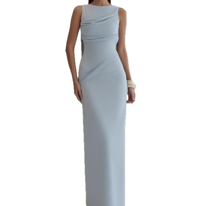 Damer Elegant Maxi-Kjole med raffineret drapering og asymmetrisk snit Skovae