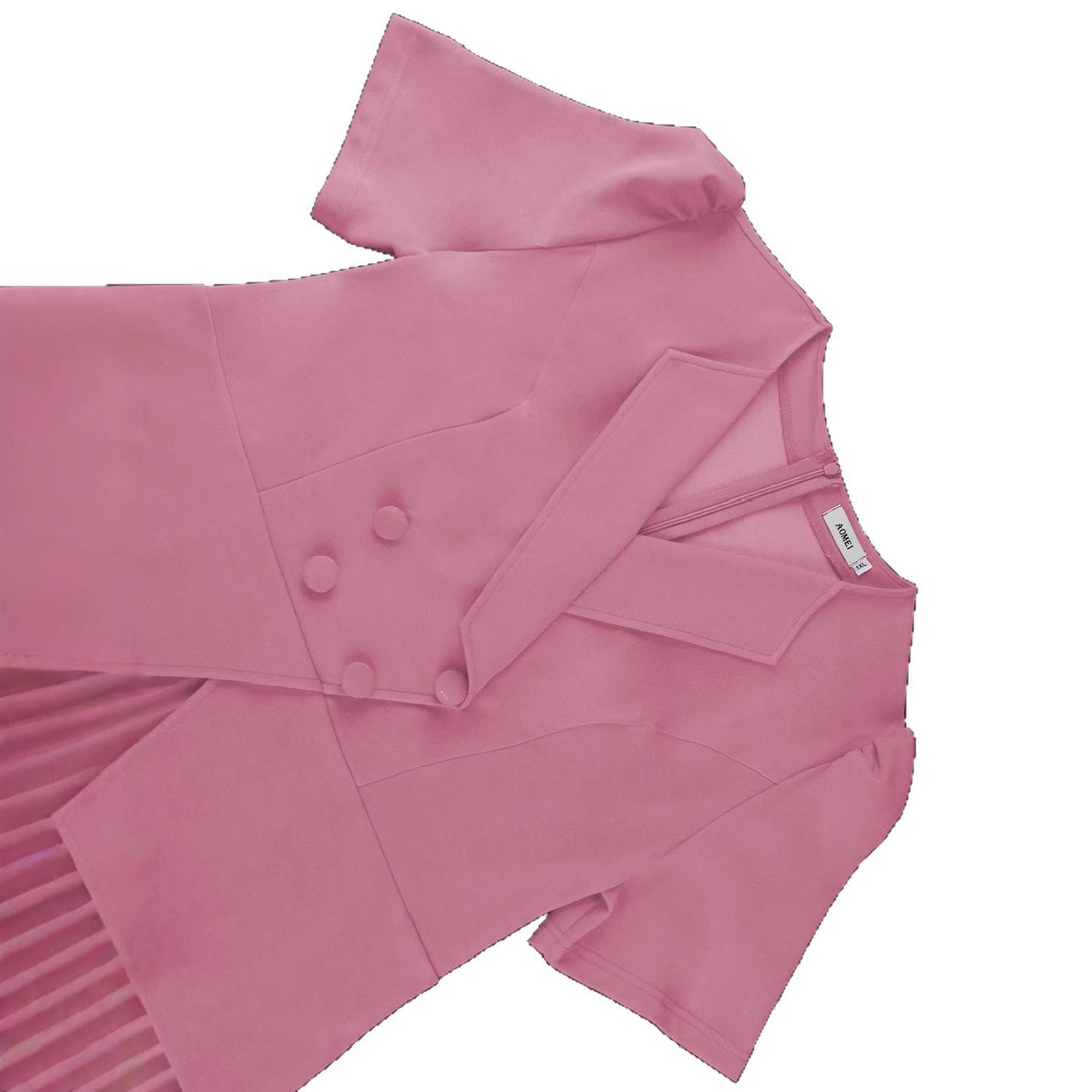 Damer elegant blazer-kjole med plisseret nederdel Skovae