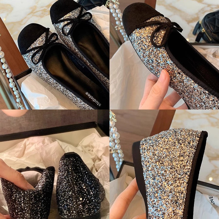 Kvinders Wedge Slip-On Flats med dekorativ bue Stilla