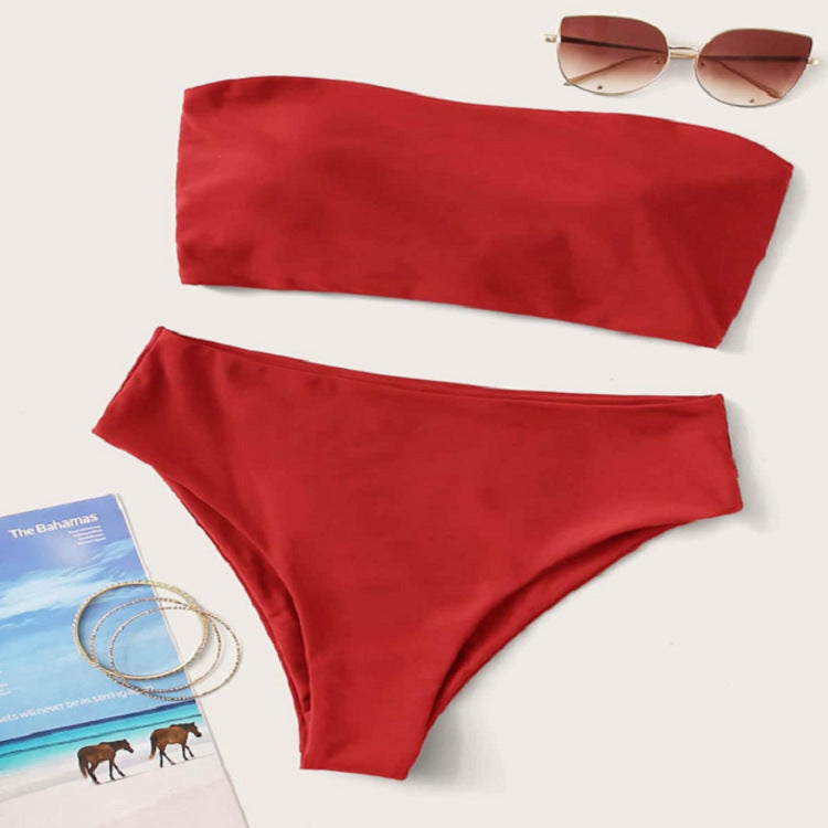 Dame bandeau-bikini med højskårne underdel Skovae