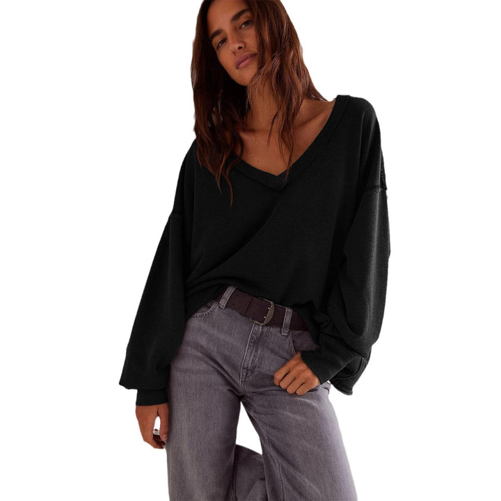 Dame oversized V-hals sweatshirt med afslappet pasform Stilla