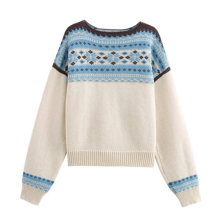 Femme Cozy Strikpullover med geometrisk mønster Stilla