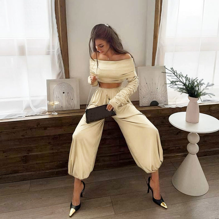 Dame Off-Shoulder Overall med rynker og bred ben Skovae