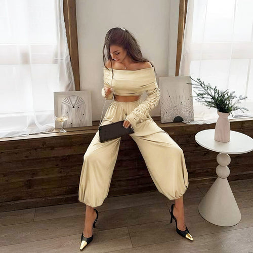 Dame Off-Shoulder Overall med rynker og bred ben Skovae