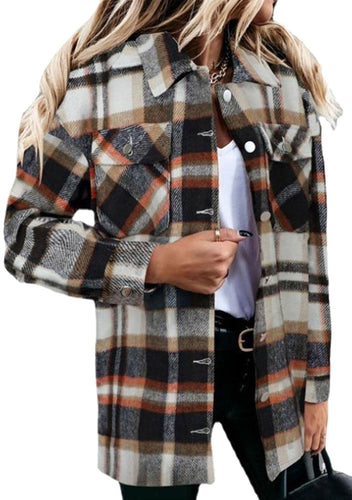 Dame Rutig Skjorte i afslappet Oversized-stil med Lommer Stilla