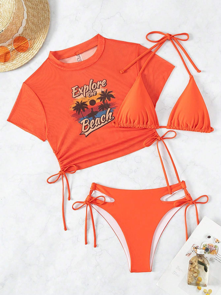 Damer Højt skåret Cut-Out Bikini Sæt med Crop-Top Stilla