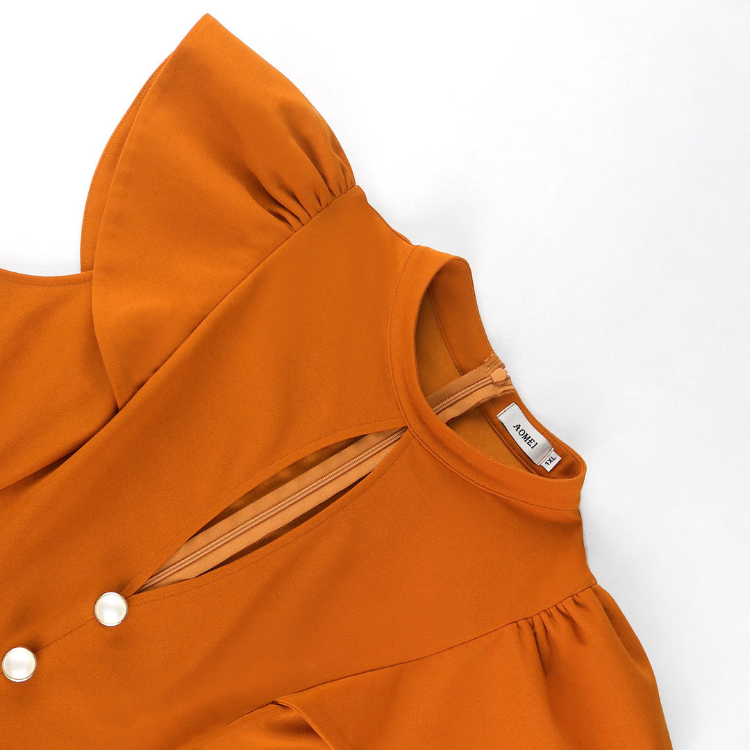 Dame elegant jumpsuit med raffineret udskæring og voluminøse ærmer Skovae