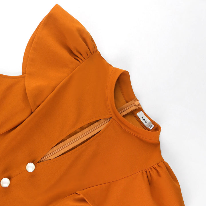 Dame elegant jumpsuit med raffineret udskæring og voluminøse ærmer Skovae