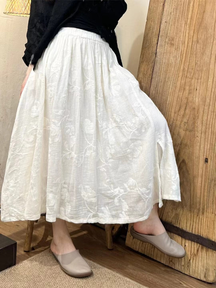 Femme Flydende Broderet Maxi-Nederdel Stilla