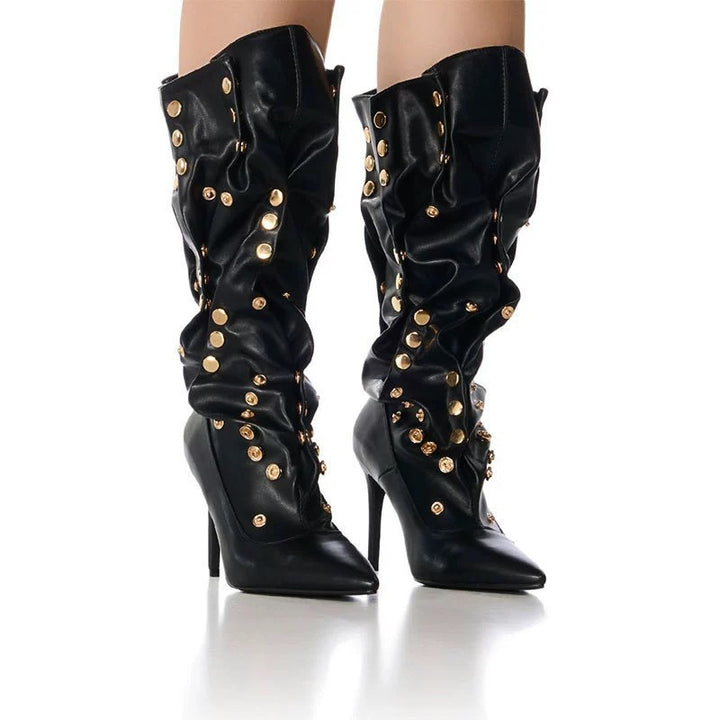 Dame Slouchy Stiletto Støvler med dekorative nitter Stilla