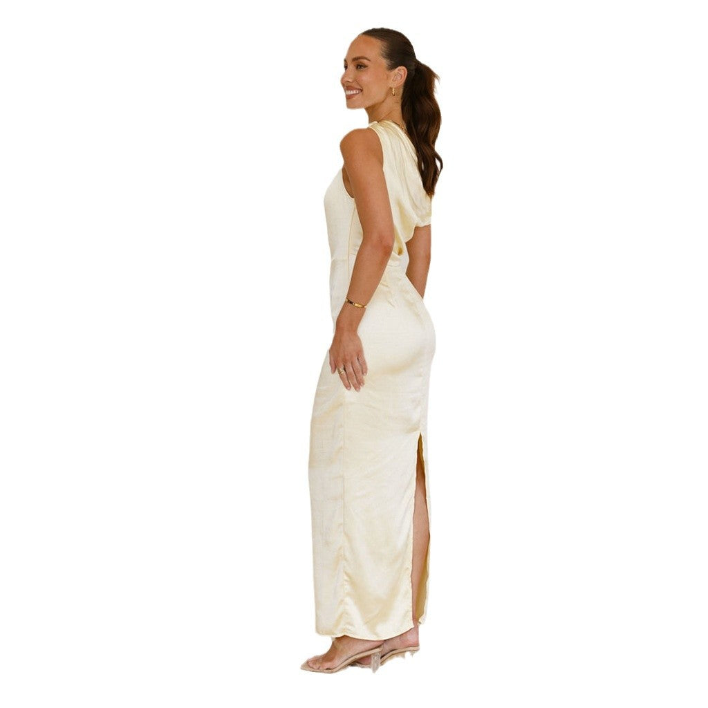 Dame Elegant Maxikjole med asymmetrisk overdel og figursyet snit Stilla