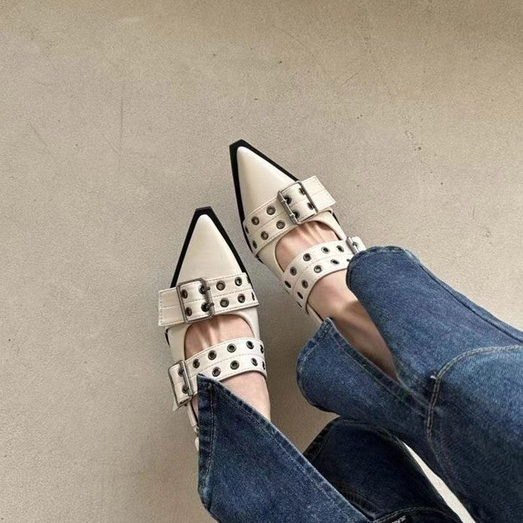 Dame Slingback-pumps med modische spænder og spids tåområde Stilla