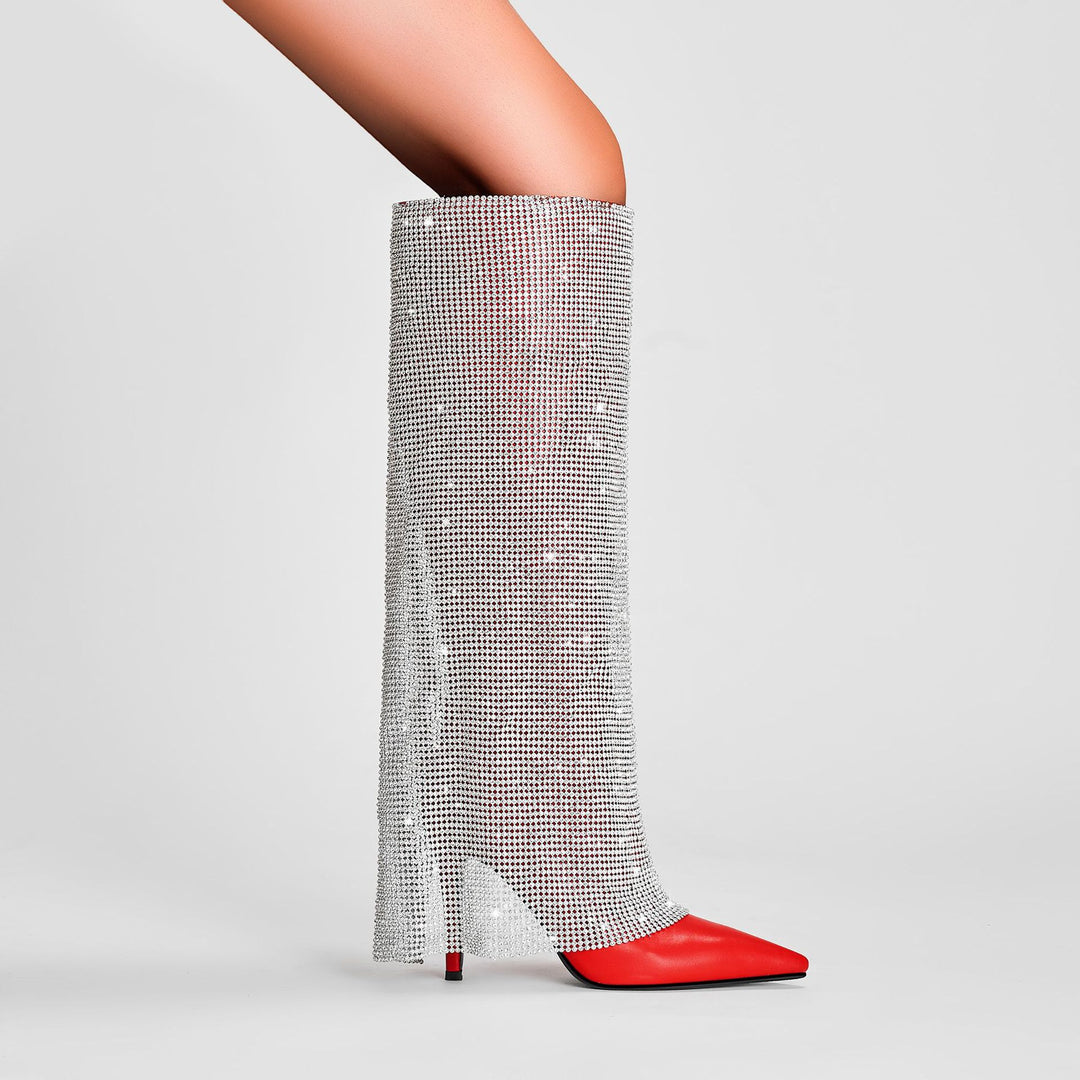 Femme Over-the-Knee Stiletto-hæle støvler med krystaldekoration Stilla
