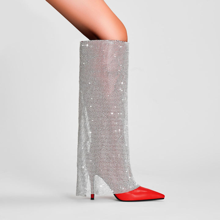 Femme Over-the-Knee Stiletto-hæle støvler med krystaldekoration Stilla