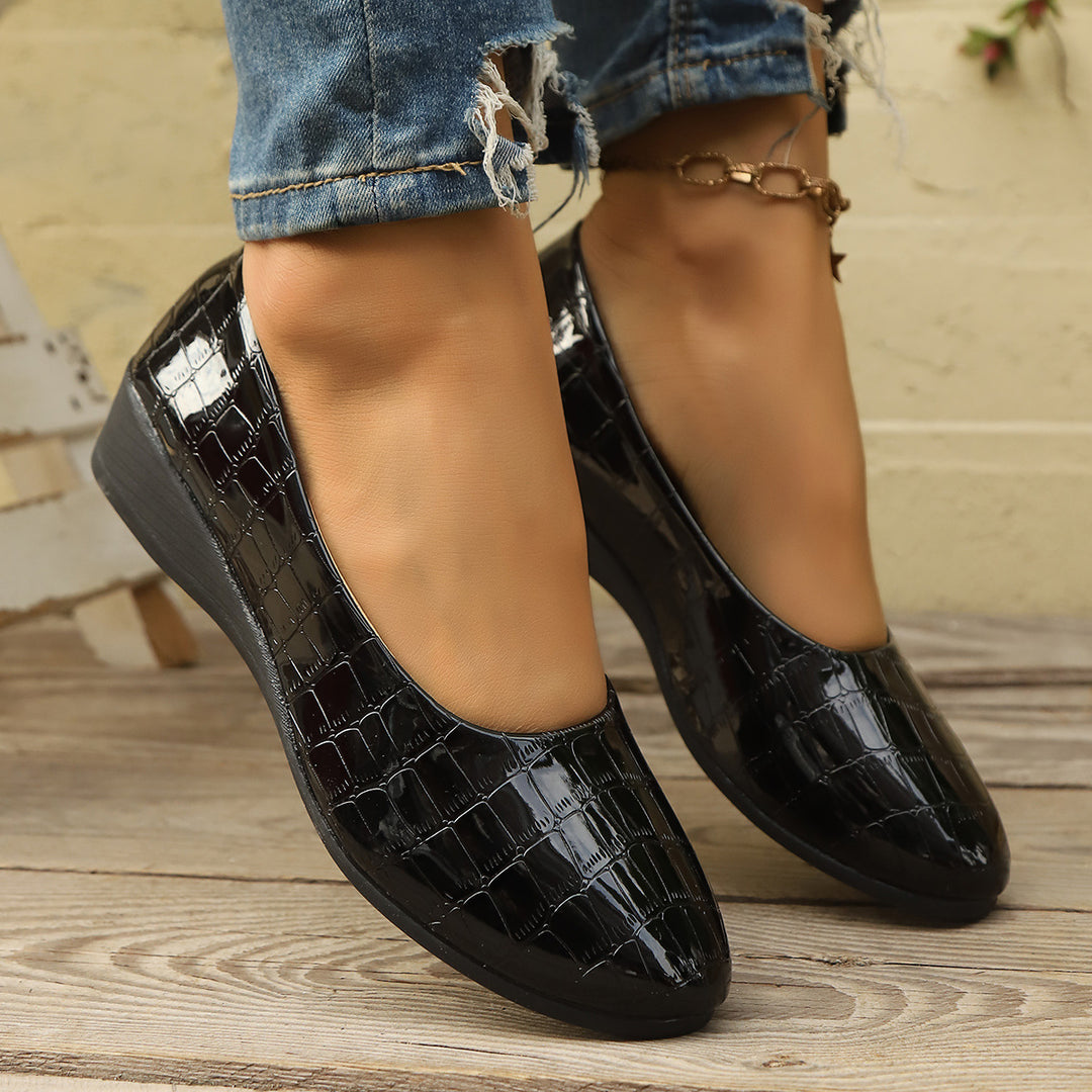Dame elegante Ballerinas med reptilmønster og skridsikker sål Stilla