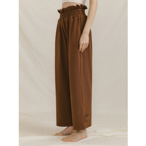 Dame bred chinos med elastisk talje og mode detaljer Stilla