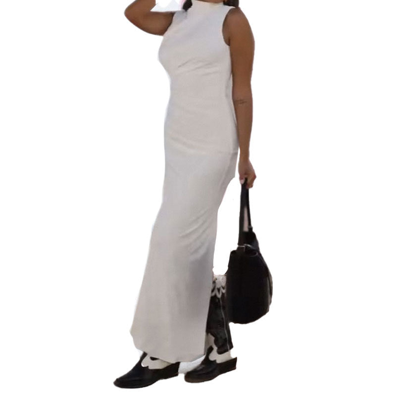 Dame Elegant Midikjole med asymmetrisk U-halsudskæring og drapering Stilla